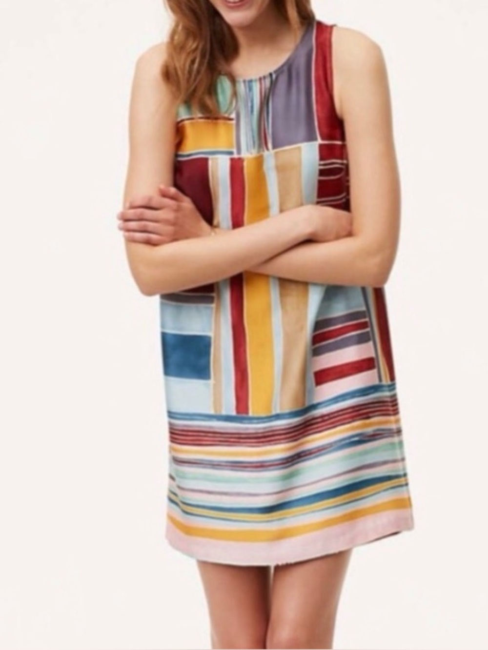 Ann Taylor LOFT Multicolored Striped Sleeveless Sheath Dress. Size Medium